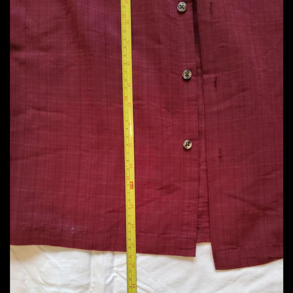 VanHeusen Mens Burgundy Red Button Up Short Sleeve Collar Smal 14-14.5 - Picture 5 of 6